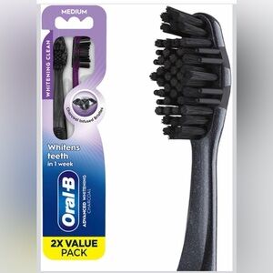 Oral-B 3D White Charcoal toothbrush pack of 2 MEDIUM